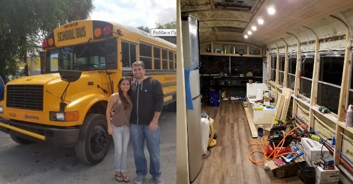  Le couple a transformé le bus scolaire dans une maison belle et confortable en un an