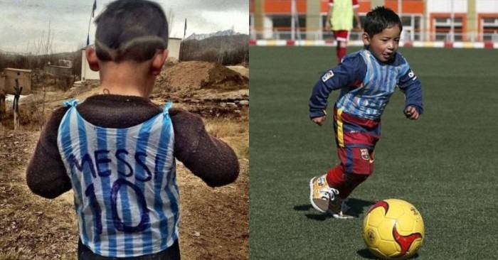  C’est génial : le garçon a utilisé un sac en plastique pour faire un T-shirt Messi et a obtenu un vrai T-sirt